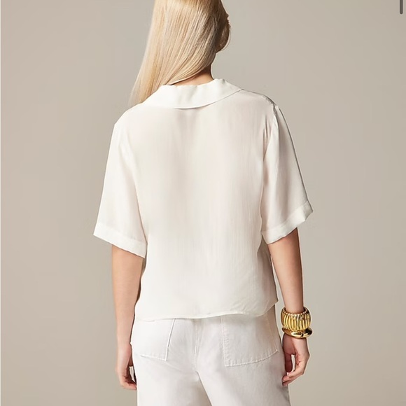 J crew ivory Bungalow popover top in crepe de chine - Picture 3 of 5